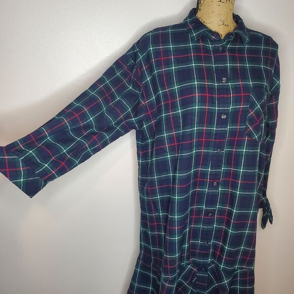 Gap Ruffle Hem Plaid Shirtdress Size L - Picture 5 of 14